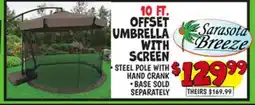 Ollie's SARASOTA BREEZE 10 FT. OFFSET UMBRELLA WITH SCREEN offer