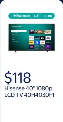 Walmart Hisense 40 1080p TV LED-backlit LCD TV 40H4030F1 offer