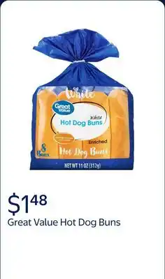 Walmart Great Value Hot Dog Buns, White offer