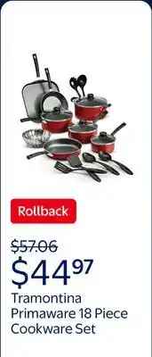 Walmart Tramontina Primaware 18 Piece Non-stick Cookware Set, Red offer