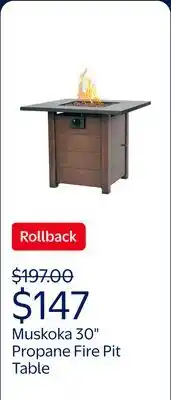 Walmart Muskoka 30 Square 50,000 BTU Propane Fire Pit Table with Lava Rock, Burner Lid and Protective Cover offer