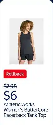 Walmart Athletic Works Women's and Women's Plus ButterCore Racerback Tank Top offer