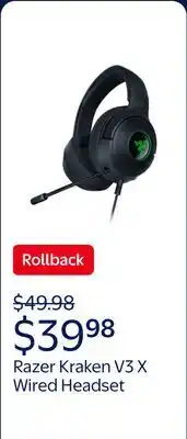 Walmart RAZER KRAKEN V3 X - Wired USB Gaming Headset offer