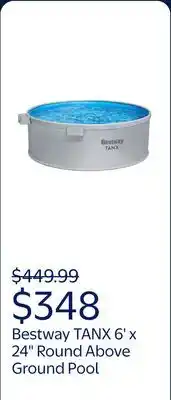Walmart Bestway TANX 6' x 24 Round Above Ground Stock Tank Metal-Walled Above Ground Pool, All-in-One Set offer