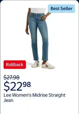 Walmart Lee Women's Midrise Straight Jean, Available in 28, 30, 32 Inseams offer