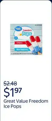 Walmart Great Value Assorted Flavor Freedom Ice Pops offer