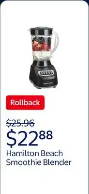 Walmart Hamilton Beach Smoothie Blender for Kitchen, 48 oz Jar for Smoothies and Shakes, Black offer
