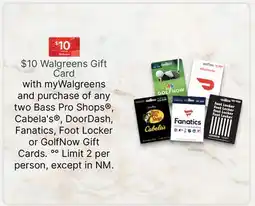 Walgreens $10 Walgreens Gift Card offer