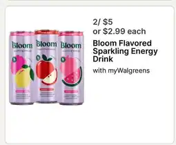 Walgreens Bloom Flavored Sparkling Energy Drink offer