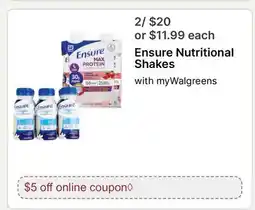 Walgreens Ensure Nutritional Shakes offer