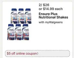 Walgreens Ensure Plus Nutritional Shakes offer