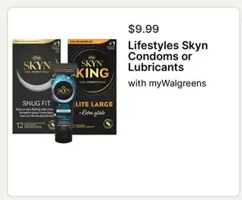 Walgreens Lifestyles Skyn Condoms or Lubricants offer