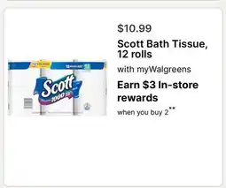 Walgreens Scott Bath Tissue, 12 rolls offer