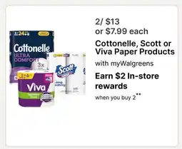 Walgreens Cottonelle, Scott or Viva Paper Products offer