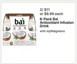 Walgreens 6-Pack Bai Antioxidant Infusion Drink offer