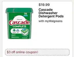 Walgreens Cascade Dishwasher Detergent Pods offer