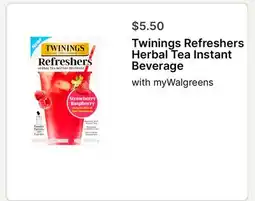 Walgreens Twinings Refresher Herbal Tea Instant Beverage offer