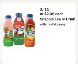 Walgreens Snapple Tea or Drink offer