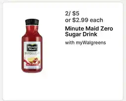 Walgreens Minute Maid Zero Sugar Drink offer
