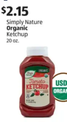 Aldi Simply Nature Organic Ketchup offer