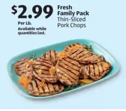 Aldi Fresh Family Pack Thin-Sliced Pork Chops offer