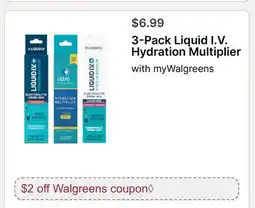 Walgreens 3-Pack Liquid I.V. Hydration Multiplier offer