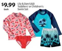 Aldi Lily & Dan/L&D Toddlers' or Children's Swim Set offer