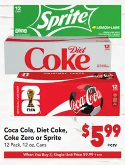 Vallarta Supermarkets Coca Cola, Diet Coke, Coke Zero or Sprite offer