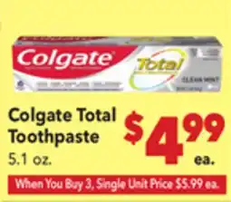 Vallarta Supermarkets Colgate Total Toothpaste offer