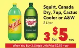 Vallarta Supermarkets Squirt, Canada Dry, 7up, Cactus Cooler or A&W offer