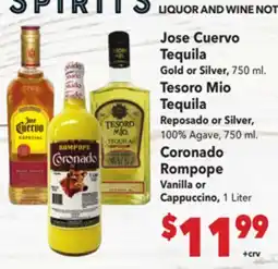 Vallarta Supermarkets Jose Cuervo Tequila offer