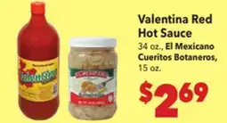 Vallarta Supermarkets Valentina Red Hot Sauce offer
