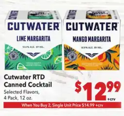 Vallarta Supermarkets Cutwater RTD Canned Cocktail offer