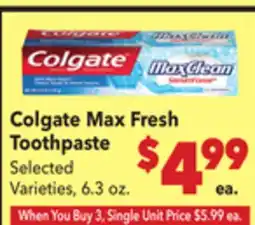 Vallarta Supermarkets Colgate Max Fresh Toothpaste offer