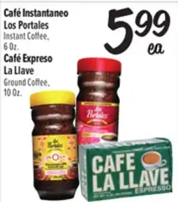 El Super Los Portales Instant Coffee, 6 Oz. or Ground Coffee,10 Oz offer
