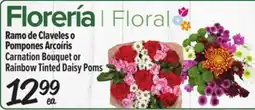 El Super Carnation Bouquet or Rainbow Tinted Daisy Poms offer