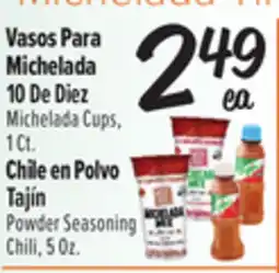 El Super 10 De Diez Michelada Cups, 1 Ct., Tajín Powder Seasoning Chili, 5Oz offer