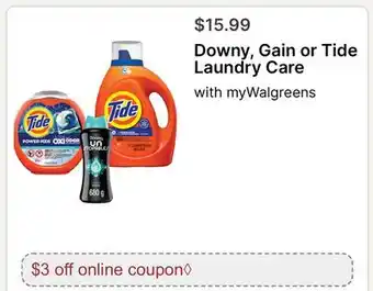 Walgreens Downy, Gain or Tide Laundry Care offer