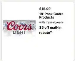 Walgreens 18-Pack Coors Products offer
