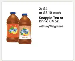 Walgreens Snapple Tea or Drink offer
