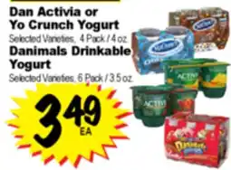 Superior Grocers Dan Activia or Yo Crunch Yogurt 4 Pack. Danimals Drinkable Yogurt 6 Pack offer