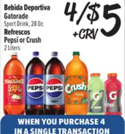 El Super Fresh Gatorade Sport Drink 28 Oz., Pepsi or Crush 2 Liters offer