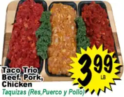 Superior Grocers Taco Trio Beef, Pork, Chicken offer