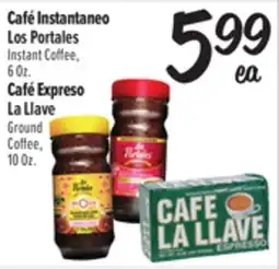 El Super Fresh Los Portales Instant Coffee 6 oz., Expreso La Llave Ground Coffee 10 oz offer