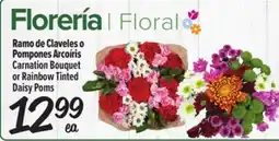 El Super Fresh Carnation Bouquet or Rainbow Tinted Daisy Poms offer