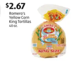 Aldi Romero's Yellow Corn King Tortillas offer