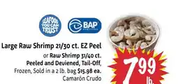 Foodmaxx Large Raw Shrimp 21/30 ct. EZ Peel or Raw Shrimp 31/40 ct. Peeled and Deviened, Tail-Off offer