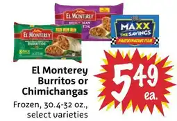 Foodmaxx El Monterey Burritos or Chimichangas offer
