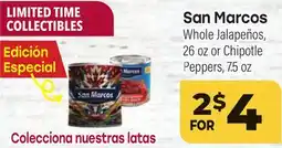 Tony’s Fresh Market San Marcos Whole Jalapeños, 26 oz or Chipotle Peppers, 7.5 oz offer