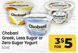 Tony’s Fresh Market Chobani Greek, Less Sugar or Zero Sugar Yogurt offer